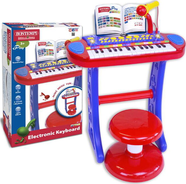 Bontempi - Elektronisk Keyboard Sæt Med Mikrofon - Stativ Og Skammel