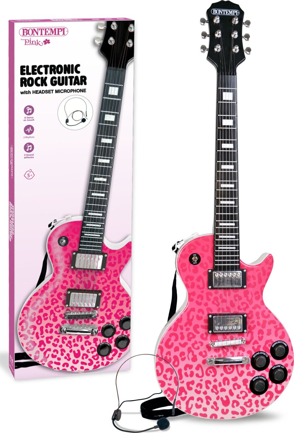 Bontempi - Pink Electronic Rock Guitar With Microphone Til Børn