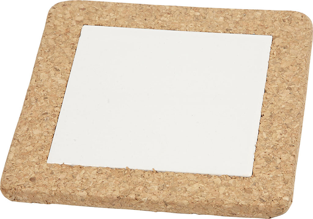 Bordskåner Med Korkramme - Str. 15,5x15,5x1 Cm - Hvid - 10 Stk.