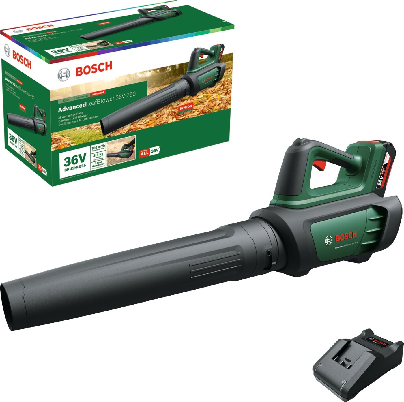 Bosch - Advanced Løvblæser - 36v-750 2,0ah ( Batteri & Lader Medfølger )