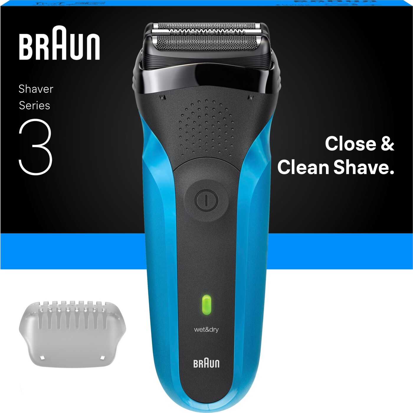 Braun - Series 3 Elektrisk Barbermaskine, Våd- Og Tørbarbering, 310s - Blå