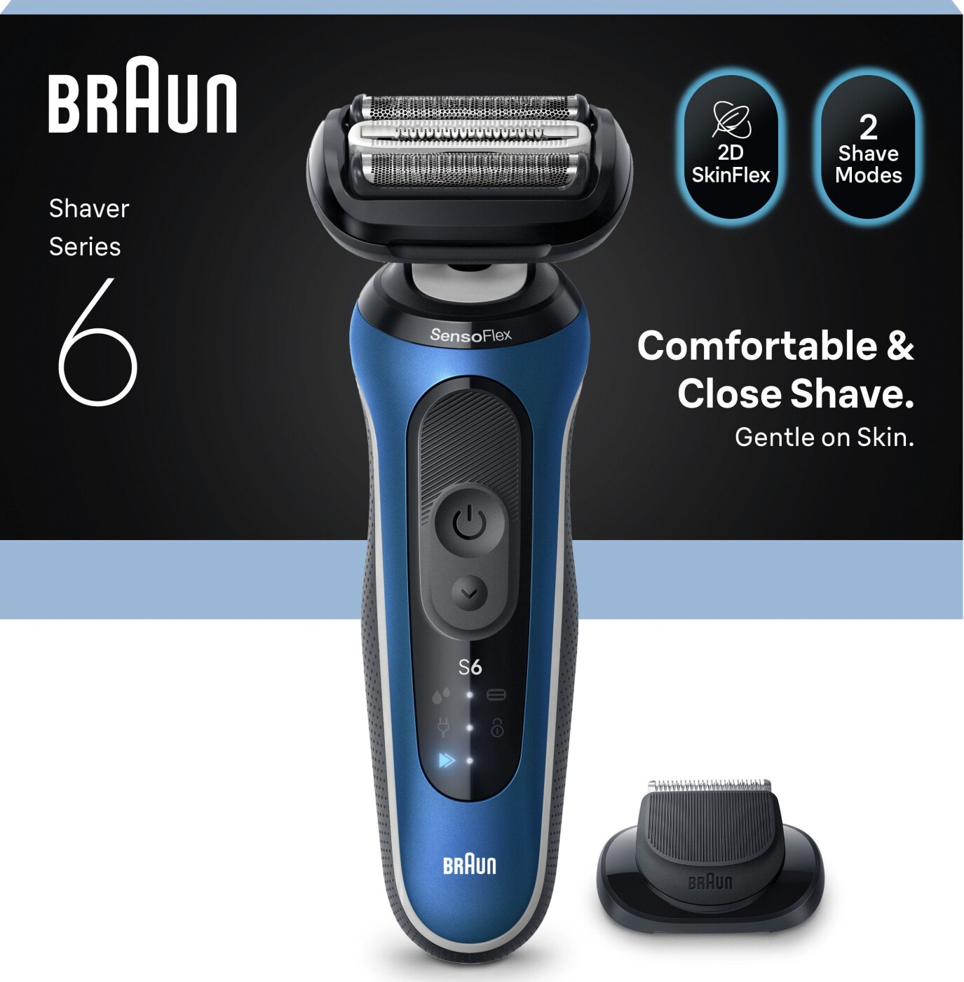 Braun - Series 6 Elektrisk Barbermaskine +1 Tilbehørsdel - Blå