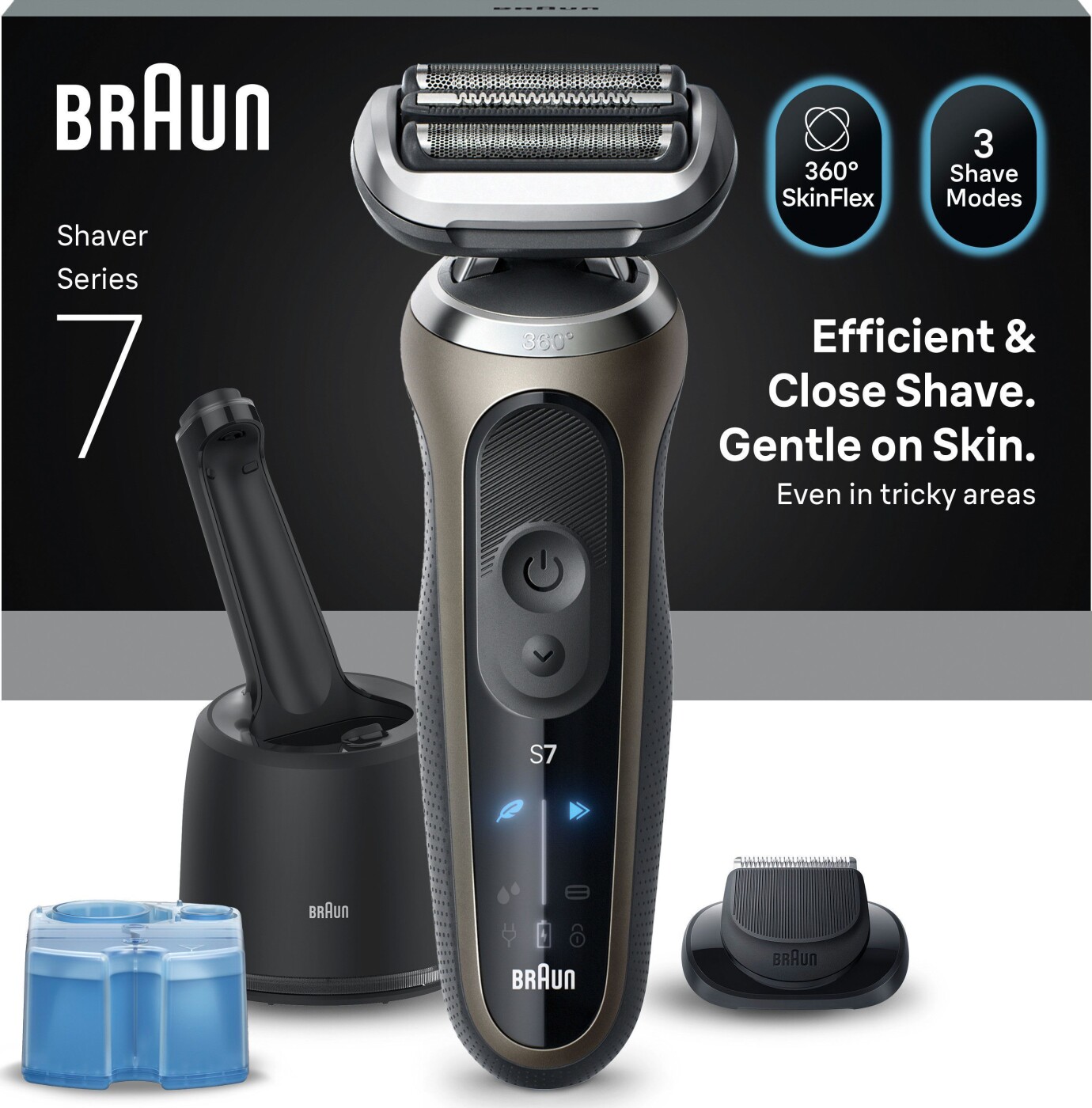Braun - Series 7 Elektrisk Barbermaskine, Smartcare Center, +1 Tilbehørsdel, 72-c7200cc - Guld