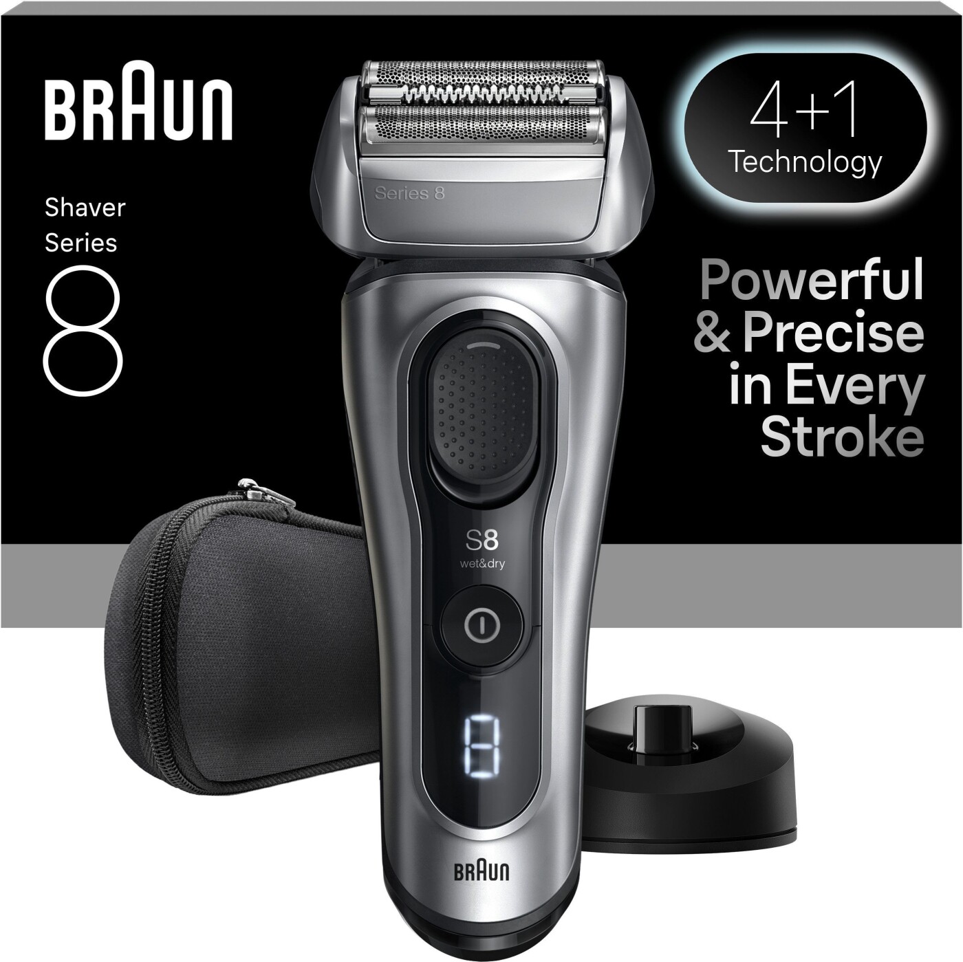 Braun - Series 8 Elektrisk Barbermaskine - Sensoadapt, Opladningsholder, 8617s - Sølv