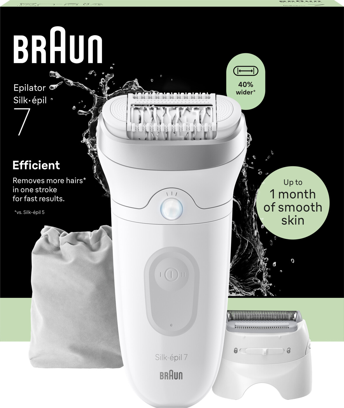 Braun - Silk·épil 7, Wet & Dry-epilator, Langvarig Glat Hud, 7-041 - Silver/grey