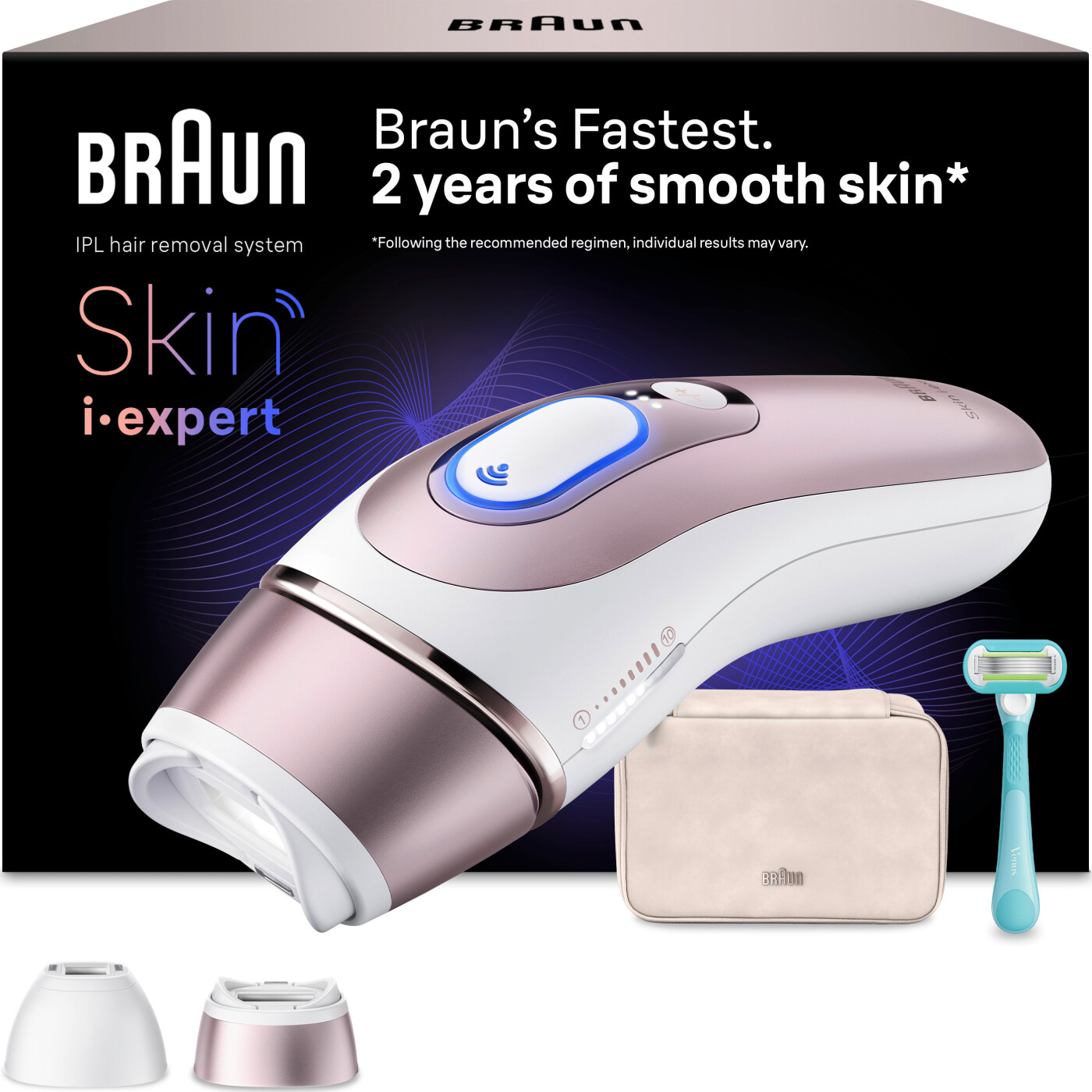 Braun - Smart Ipl Skin I·expert Hårfjerning Hjemme, Med Gratis App, 2 Smart-hoveder - White/bronze