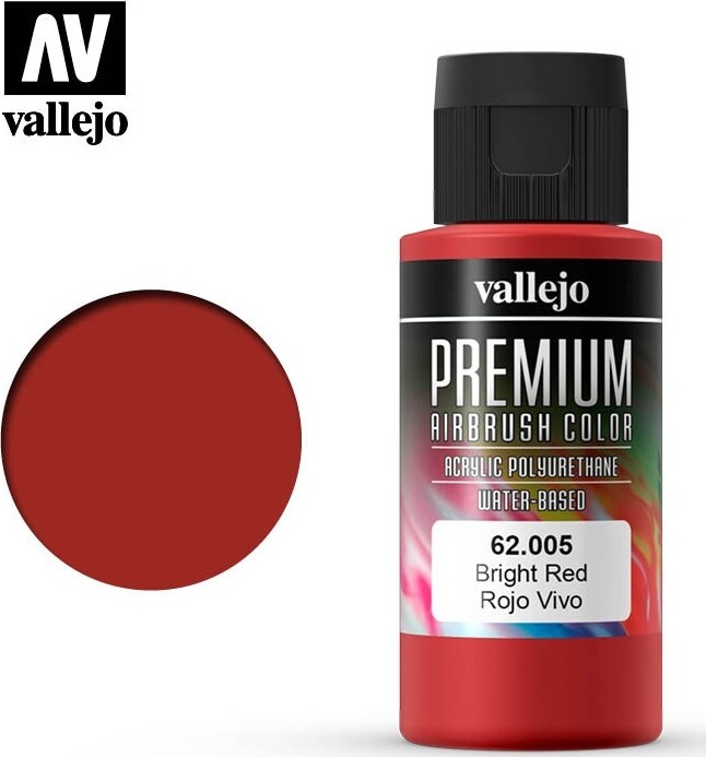 Vallejo - Premium Airbrush Maling - Bright Red 60 Ml