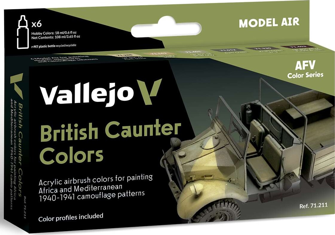 Vallejo - Model Air Maling Sæt - Caunter British Colors - 6x17 Ml
