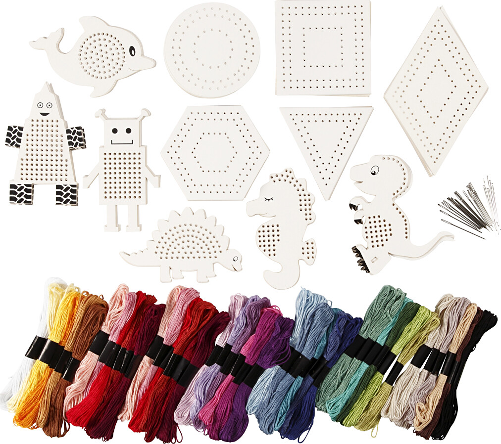 Broderifigurer Med Broderigarn - Str. 8-17 Cm - Assorterede Farver