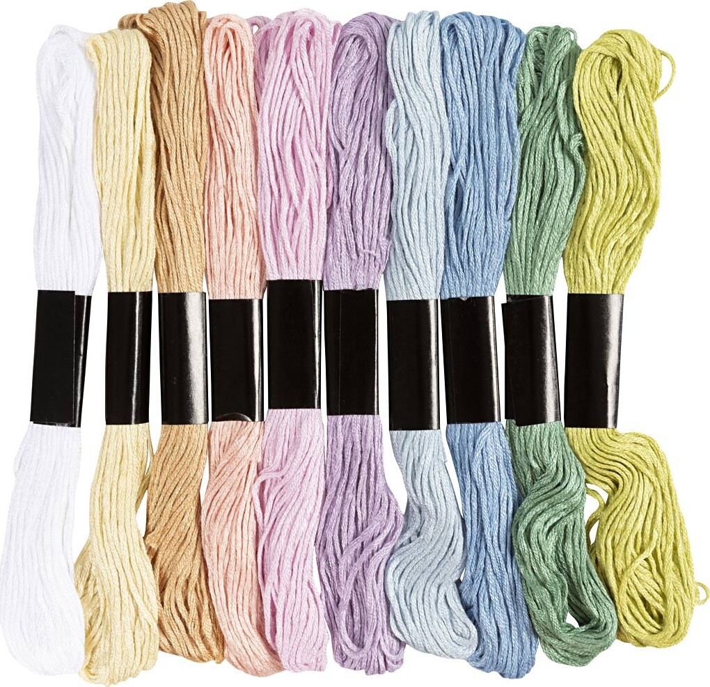 Broderigarn - Tykkelse 1 Mm - Pastelfarver - 10x8 M