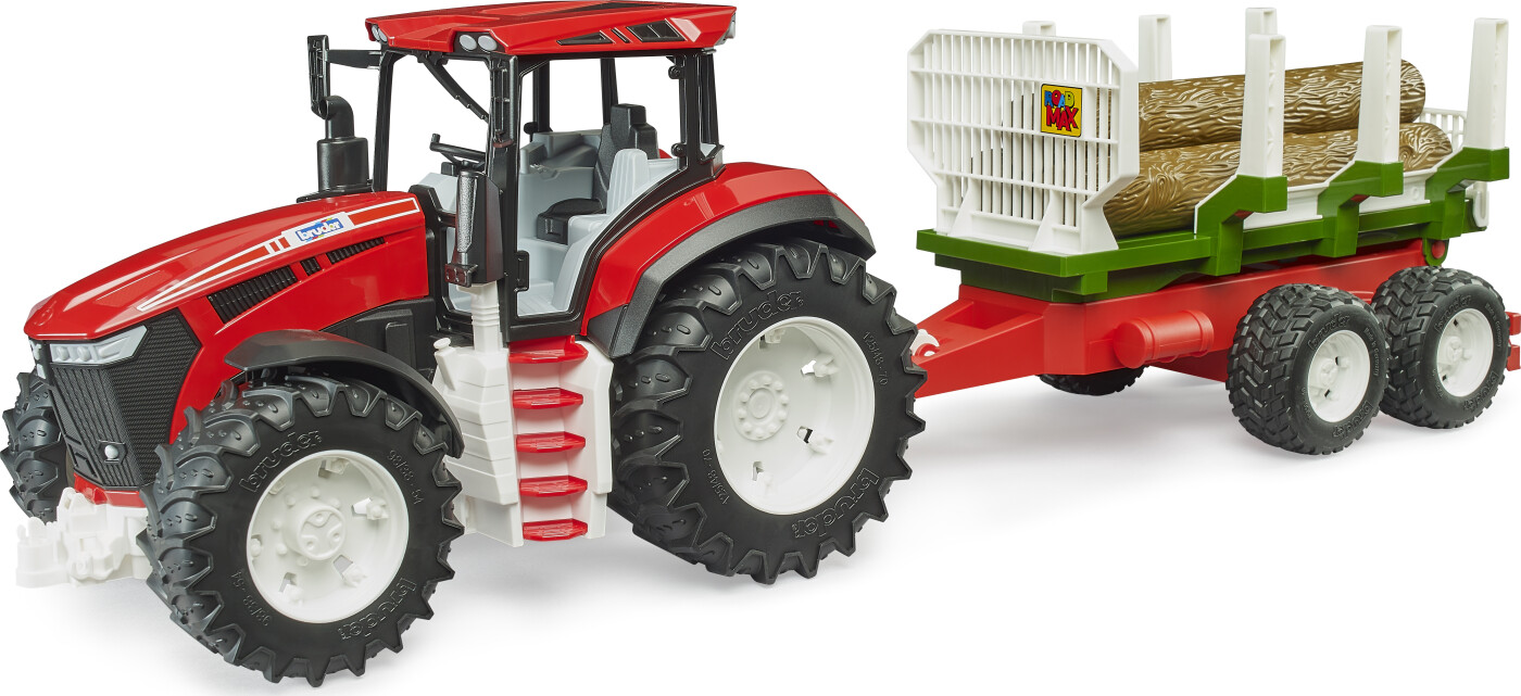 Bruder - Roadmax Tractor With Forwarding Trailer And 3 Tree Trunks (03453)