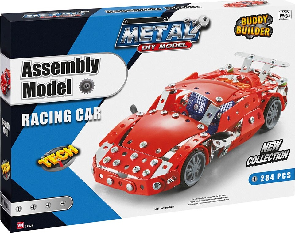 Buddy Builder Stort Metal Byggesæt 284 Dele - Racerbil