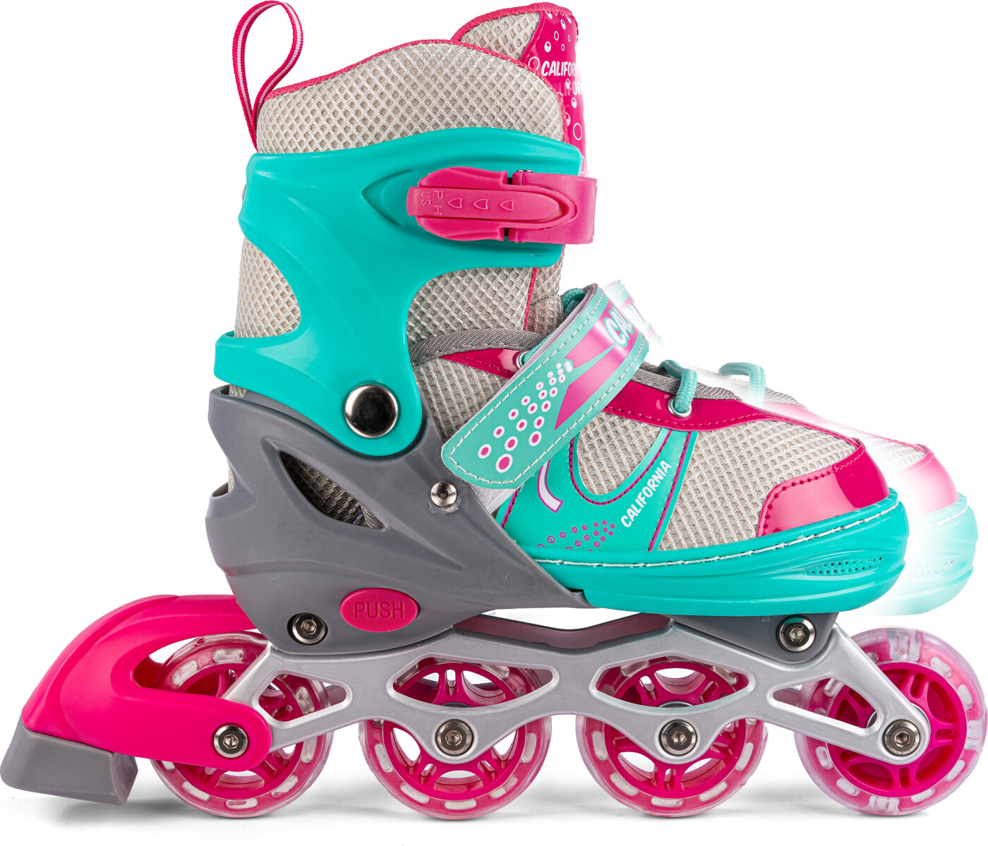Rulleskøjter Med Lys - Str 31-34 - Inliners - Grøn Og Pink