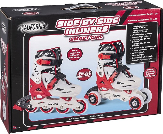 California - 2-i-1 Rulleskøjter Til Børn - Smart Girl - Str. 31-34