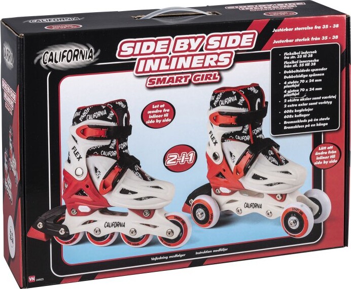 California - 2-i-1 Rulleskøjter Til Børn - Smart Girl - Str. 35-38