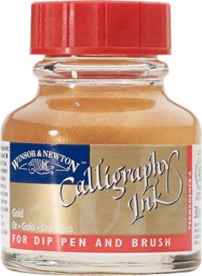 Winsor & Newton - Calligraphy Ink Dip Pen And Brush - 30 Ml Gold