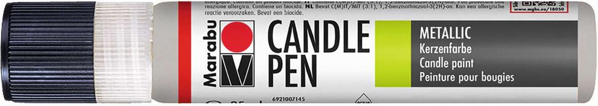 Marabu - Candle Pen - Maling Til Stearinlys - Metallic Sølv - 25 Ml
