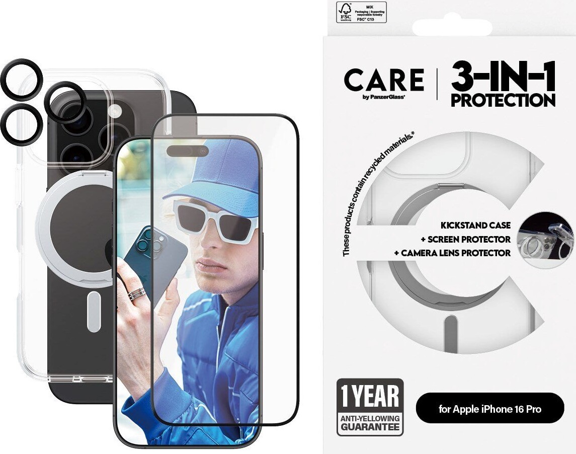 CARE by PanzerGlass Feature 3-in-1 Ceramic Bundle iPhone 16 Pro