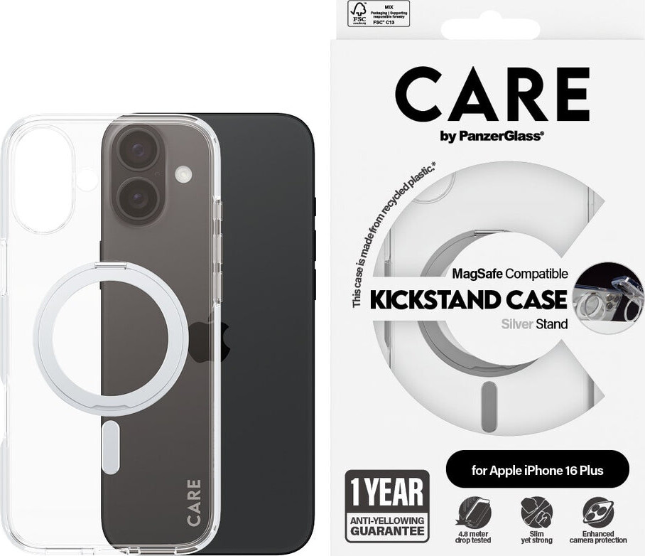 Care By Panzerglass - Iphone 16 Plus - Cover - Gennemsigtig Sølv