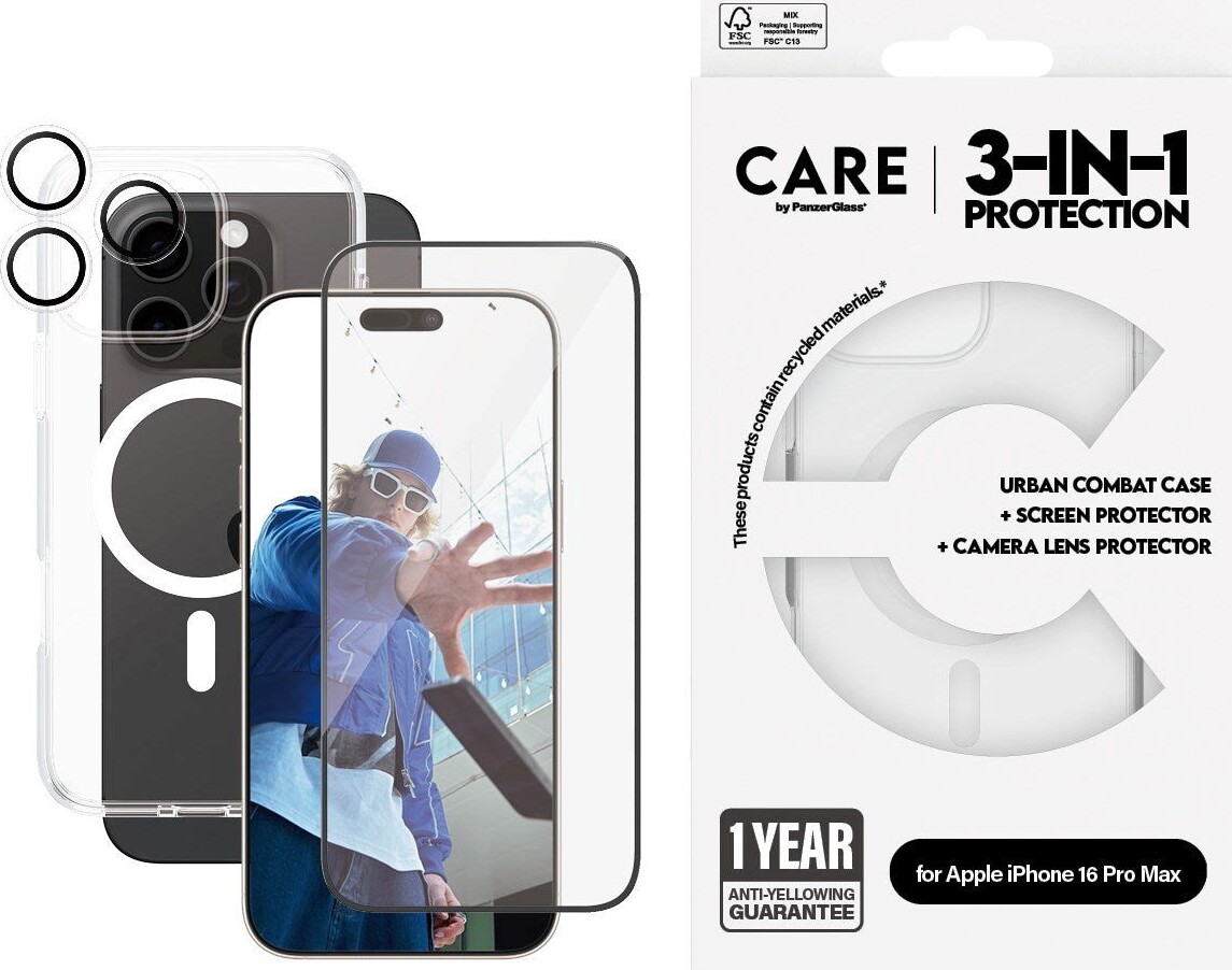 Care By Panzerglass - Iphone 16 Pro Max - 3-i-1 Cover St - Gennemsigtig