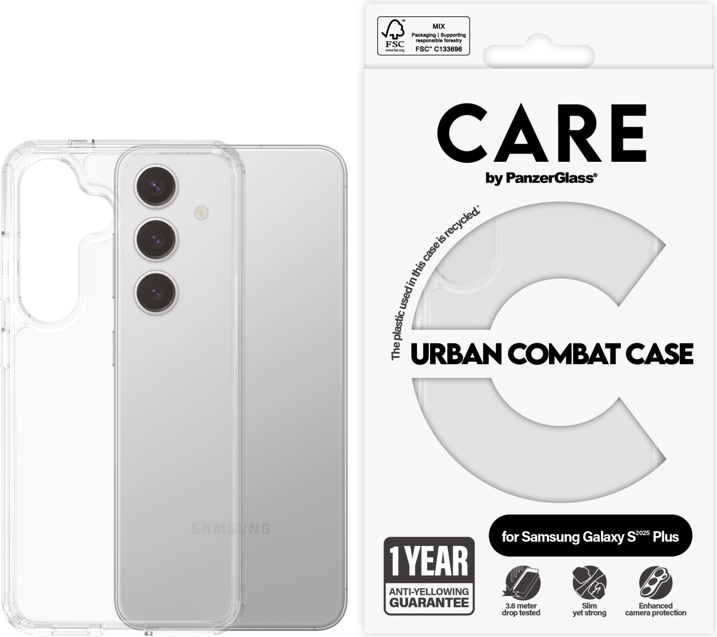 Care By Panzerglass Flagship Case Transparent Urban Combat W. Clear Frame Samsung Galaxy S 2025 Plu