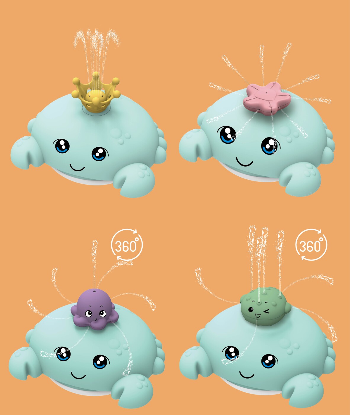 Carlo Baby - Krabbe Med Vandspraytilbehør Og Lys +18m Blå