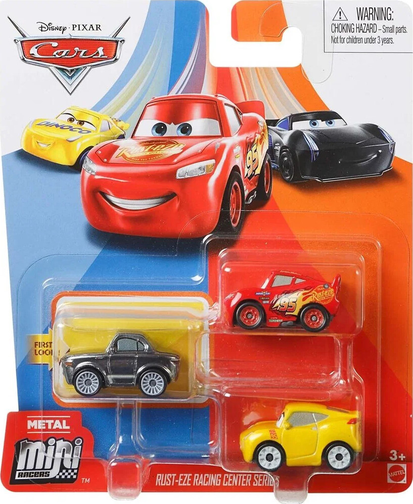 Cars - Mini Racerbiler I Metal - 3-pak - Assorteret - Mattel Gkg01