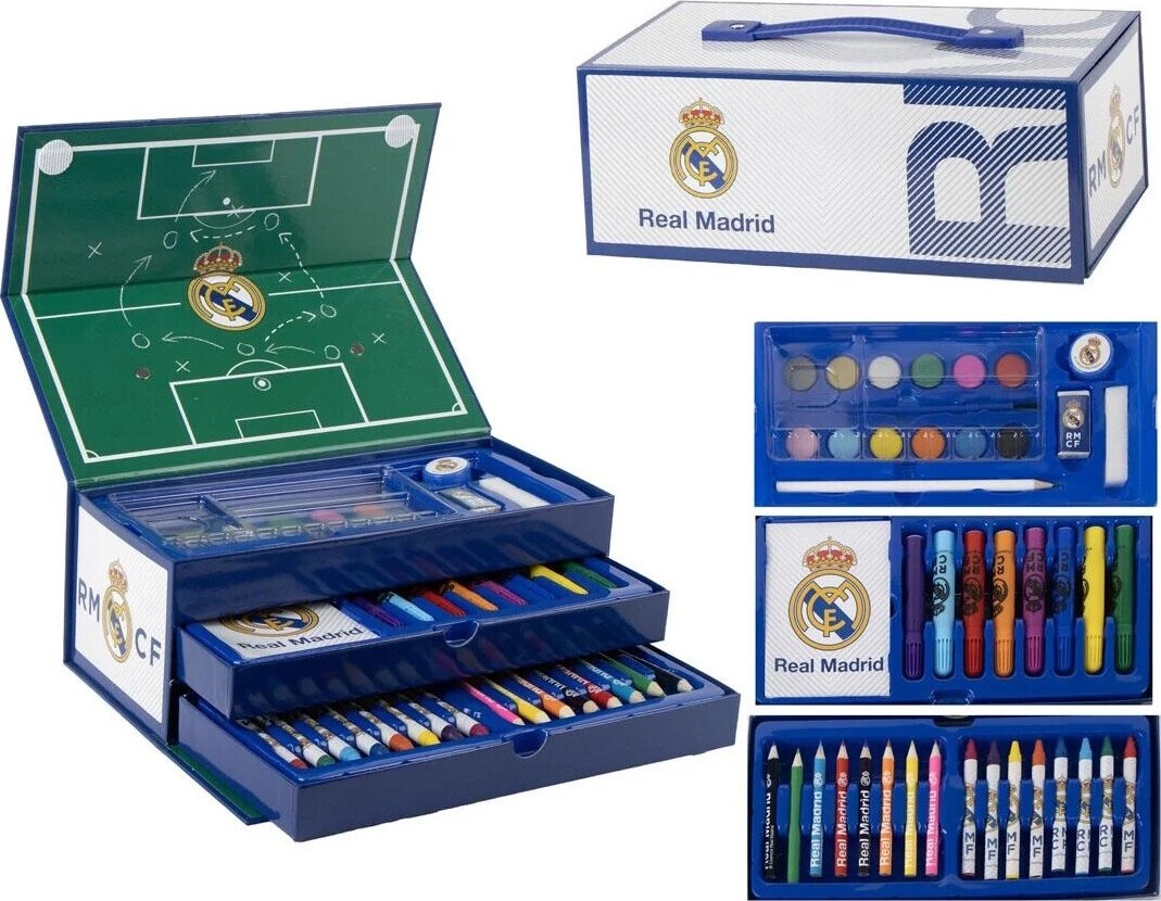 Real Madrid - Malekuffert Med Indhold Til Børn - Blå - Cerda