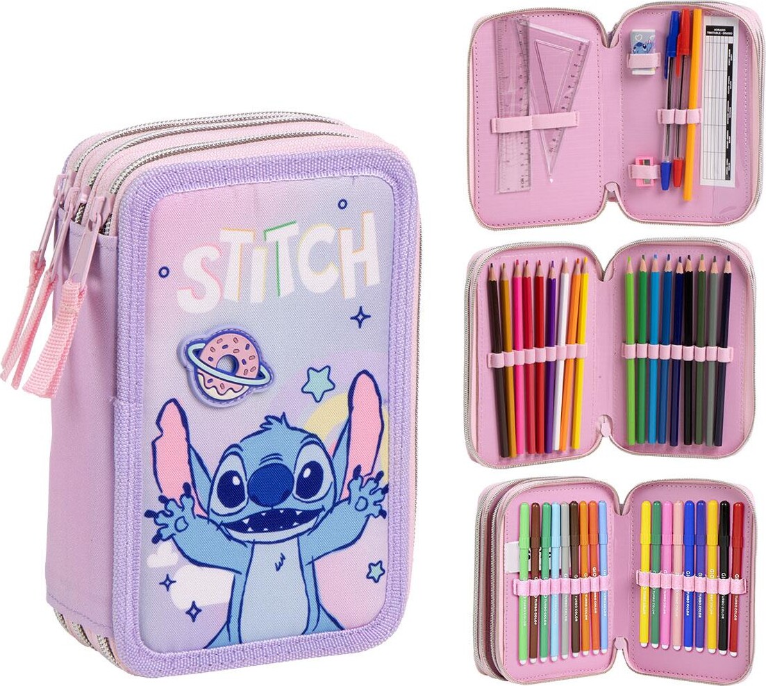 Stitch - Penalhus Med Indhold Og 3 Rum - Cerda