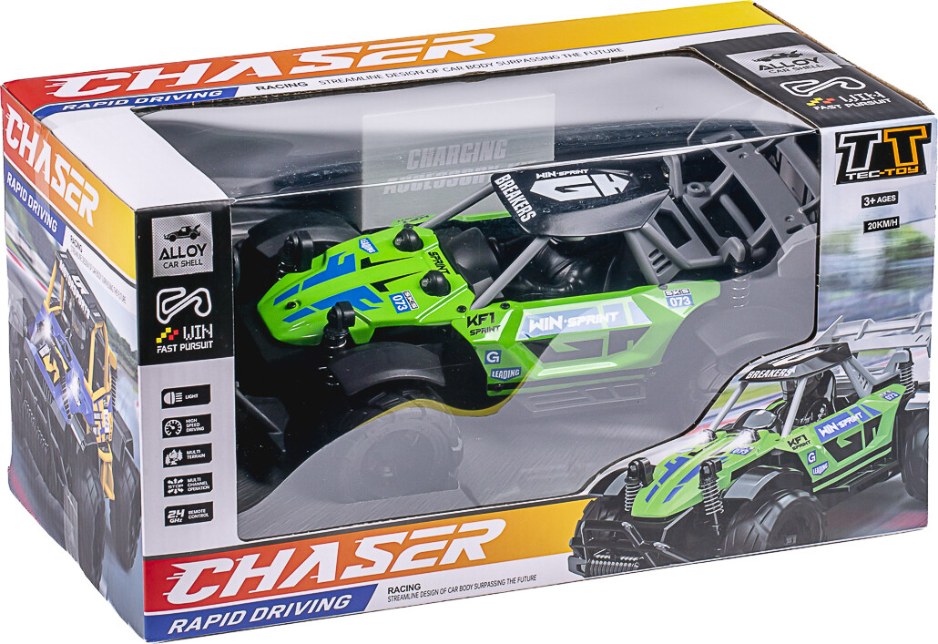 Chaser R/c W/light 1:18 2,4ghz 3,7v 500mah, Green - Tec-toy