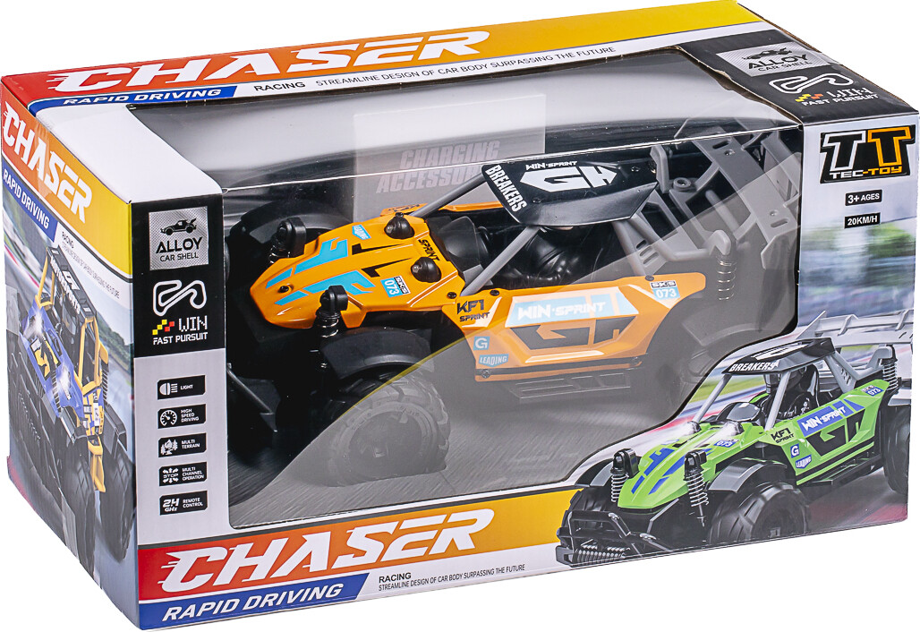Chaser R/c W/light 1:18 2,4ghz 3,7v 500mah, Orange - Tec-toy