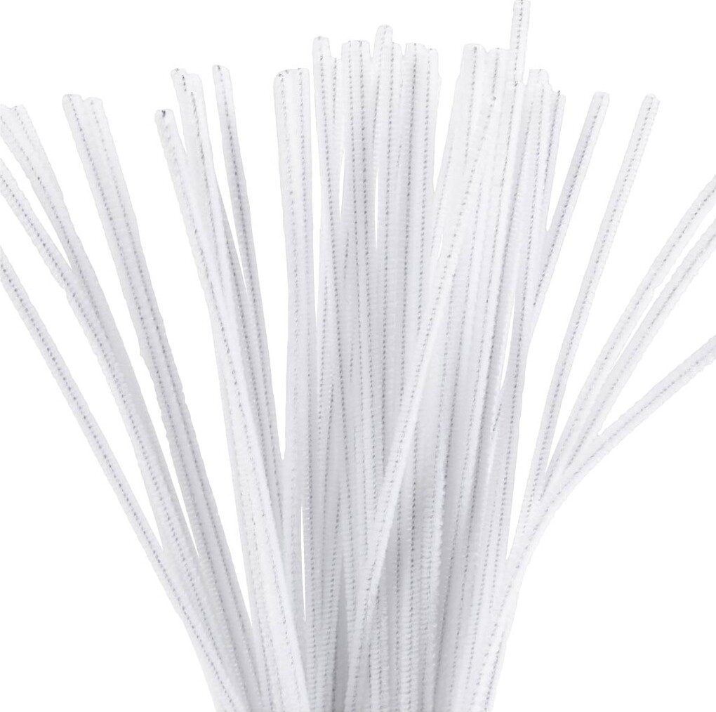 Chenille - L 30 Cm - Tykkelse 4 Mm - Hvid - 50 Stk.