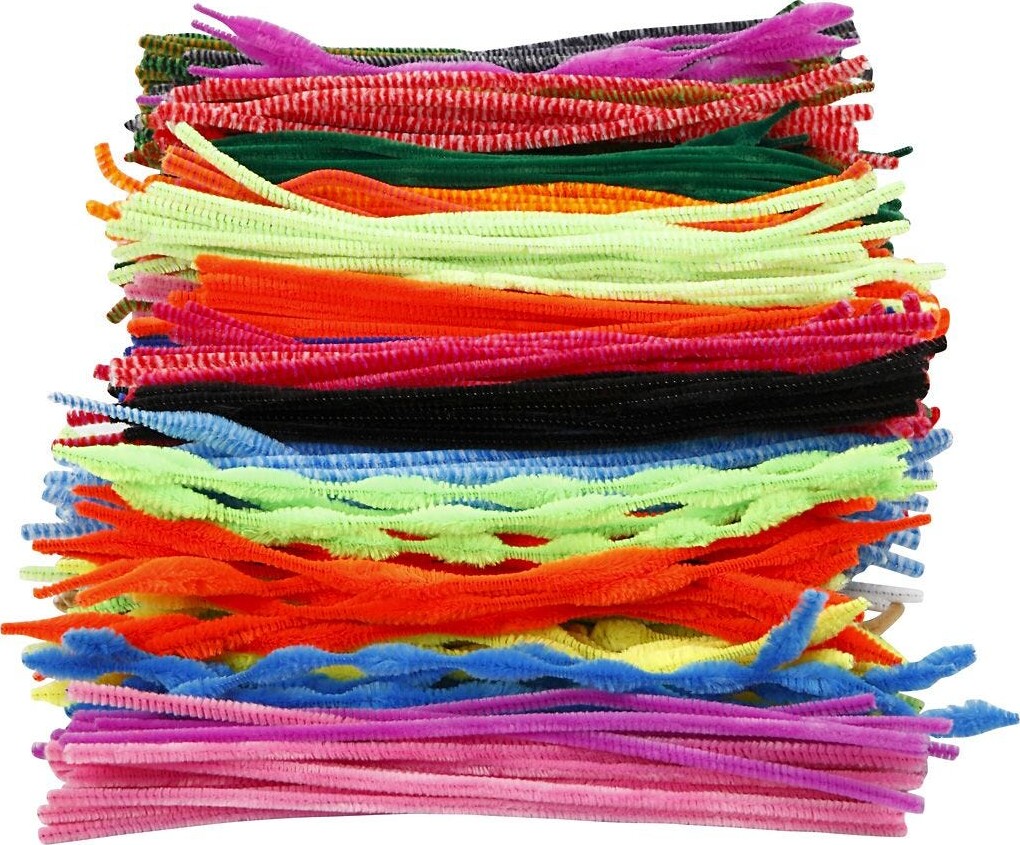 Chenille - L 30 Cm - Tykkelse 6-15 Mm - Assorterede Farver - 500 Assorterede