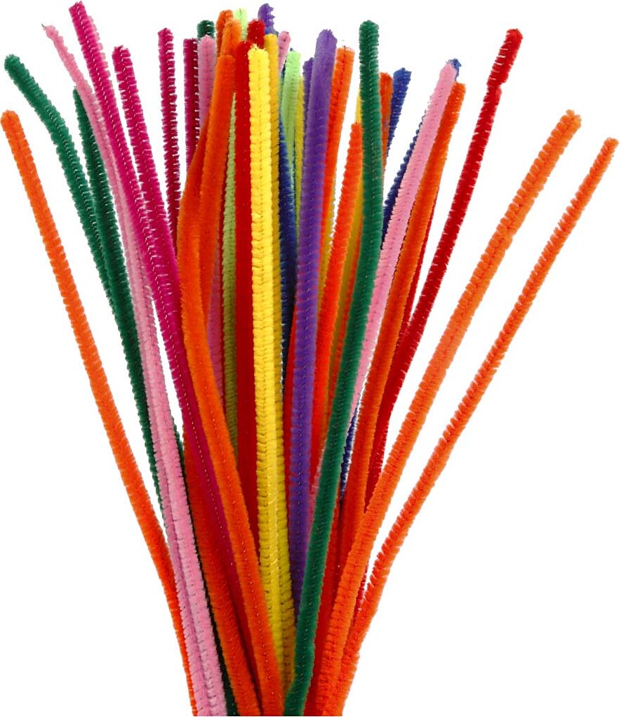 Chenille Piberensere - L 30 Cm - Tykkelse 6 Mm - Assorterede Farver - 50 Stk. billede