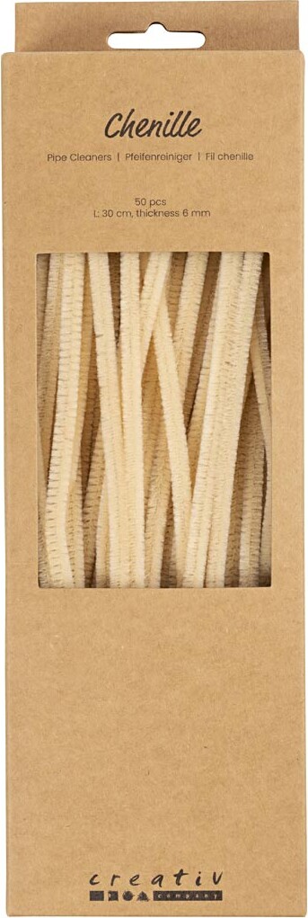 Chenille Piberensere - L 30 Cm - Tykkelse 6 Mm - Beige - 50 Stk.