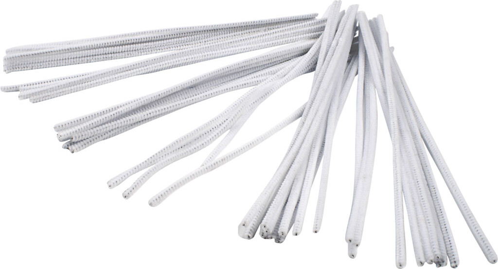 Chenille Piberensere - L 30 Cm - Tykkelse 6 Mm - Hvid - 50 Stk. billede