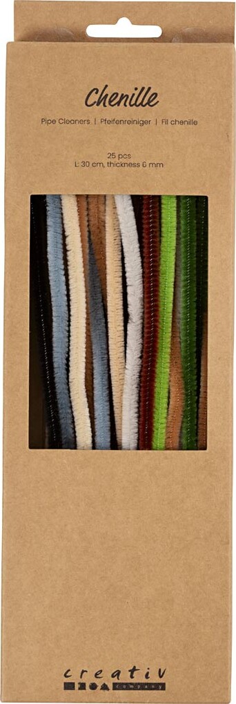 Chenille Piberensere - L 30 Cm - Tykkelse 6 Mm - Natur - 25 Stk. billede