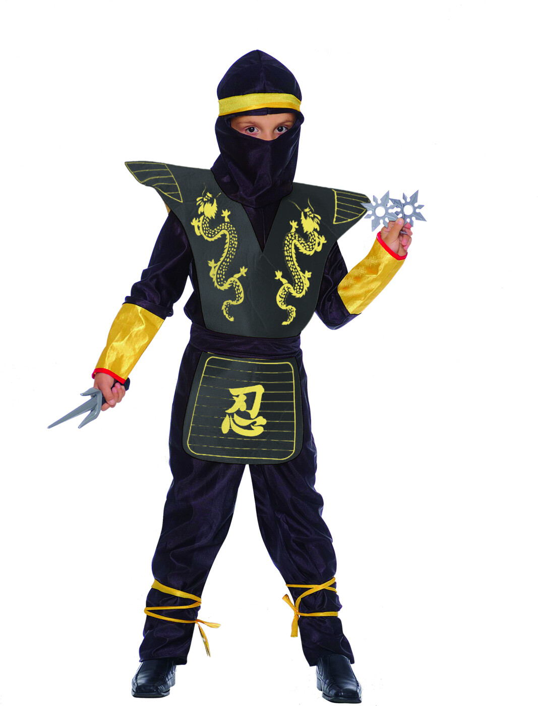Ninja Kostume - 135 Cm - Sort