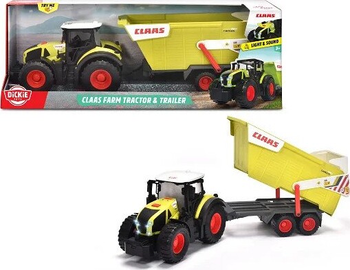 Claas Traktor Legetøj Med Trailer Og Lyd - Dickie Toys - 64 Cm