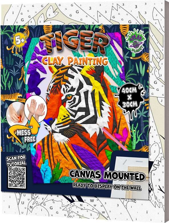 Clay Painting På Lærred - 30x40 Cm - Tiger - Splat