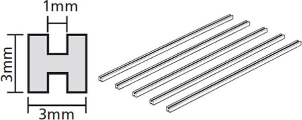 Tamiya - Plastic Beams - Clear - 3 Mm H-shaped - 5 Stk - 70206