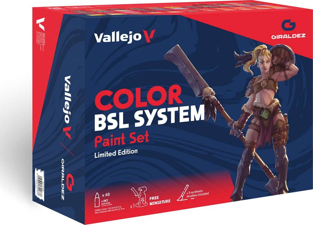 Vallejo - Color Bsl System - Maling 48x18 Ml 3 Pensler 1 Miniature - 72183