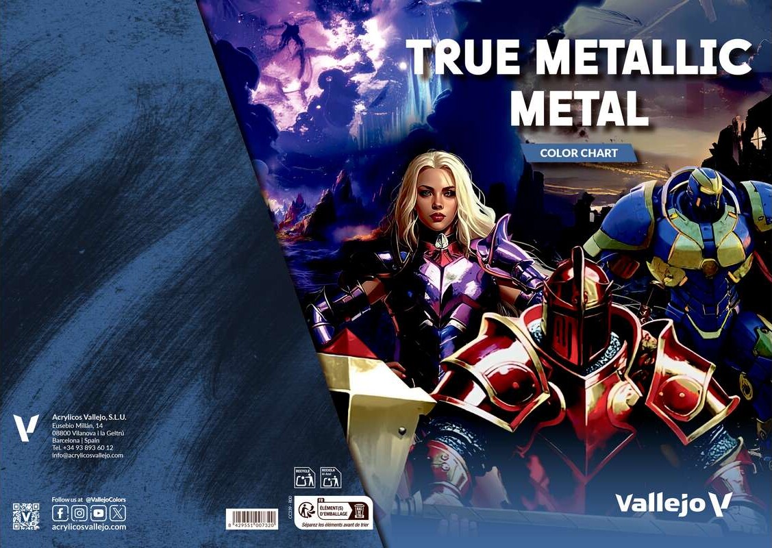 Vallejo Cc339 - True Metallic Metal - Color Chart - Farvekort