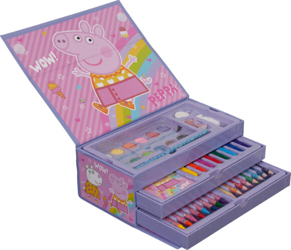 Coloring Case - Peppa Pig - Set 52pcs In Paper Toolbox With Handle