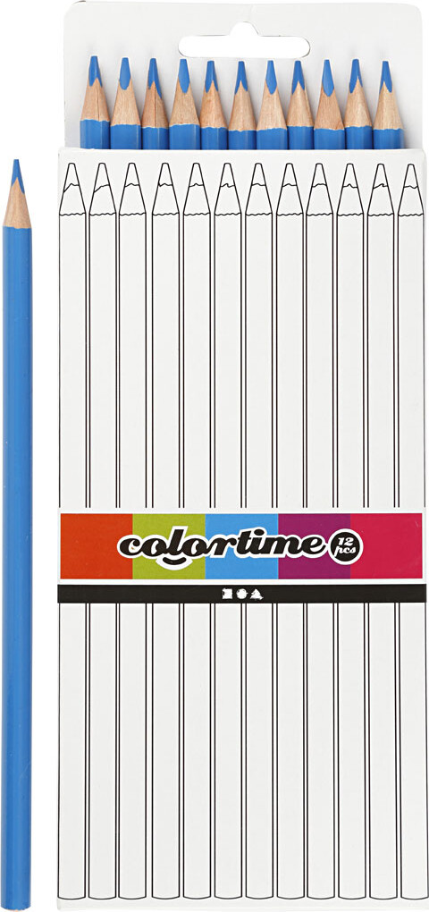 Billede af Colortime Farveblyanter - L 17 Cm - Mine 3 Mm - Lyseblå - 12 Stk.