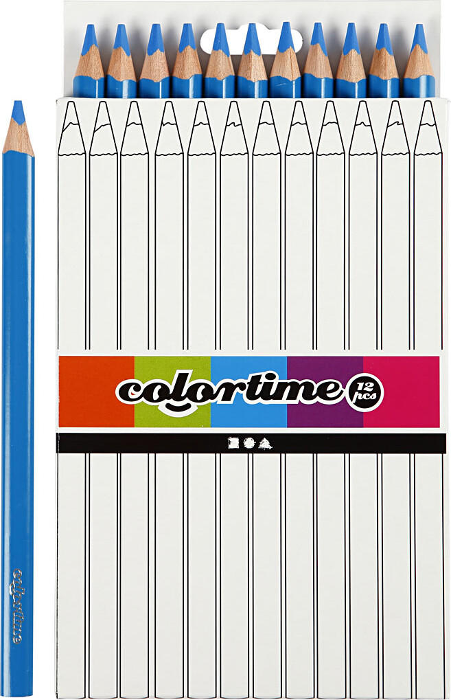 Colortime Farveblyanter - L 17,45 Cm - Mine 5 Mm - Jumbo - Blå - 12 Stk.