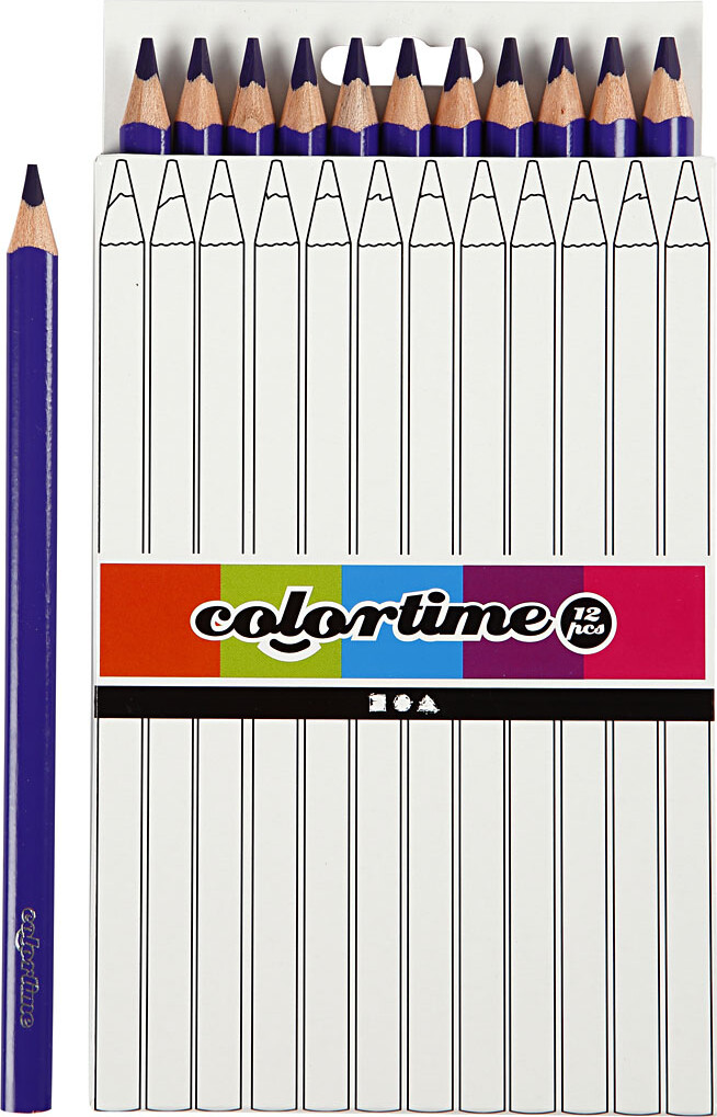 Colortime Farveblyanter - L 17,45 Cm - Mine 5 Mm - Jumbo - Lilla - 12 Stk.
