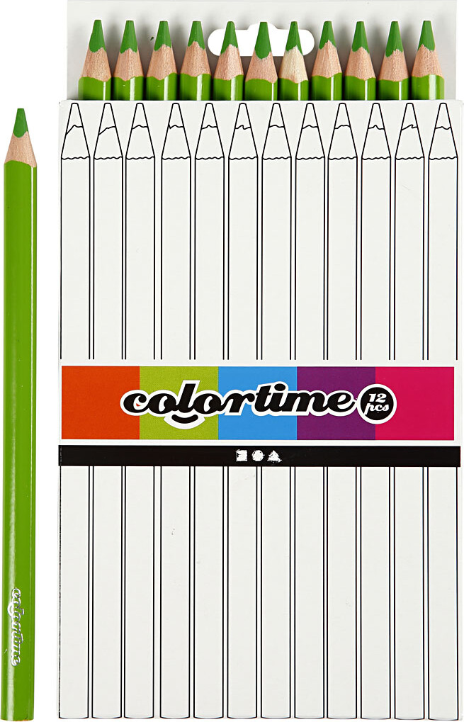 Colortime Farveblyanter - L 17,45 Cm - Mine 5 Mm - Jumbo - Lys Grøn - 12 Stk.