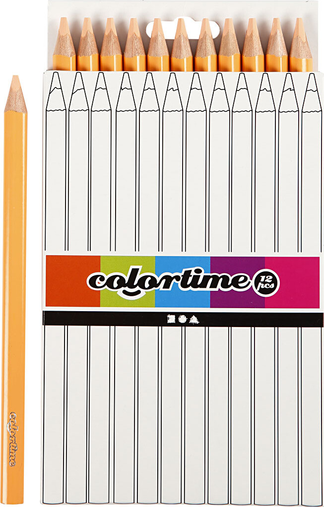 Colortime Farveblyanter - L 17,45 Cm - Mine 5 Mm - Jumbo - Lys Pudder - 12 Stk.