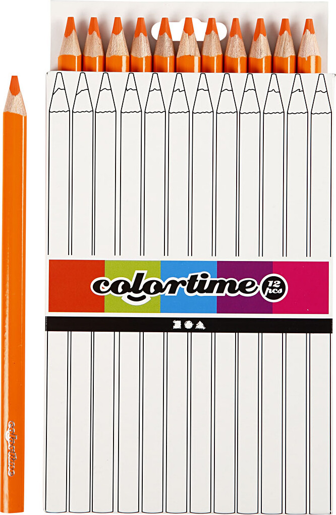 Colortime Farveblyanter - L 17,45 Cm - Mine 5 Mm - Jumbo - Orange - 12 Stk.